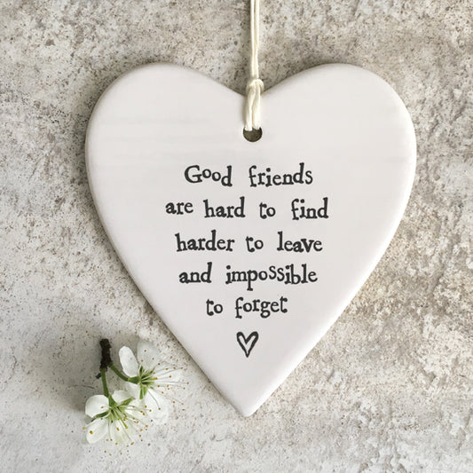 'Good Friends' Porcelain Round Heart