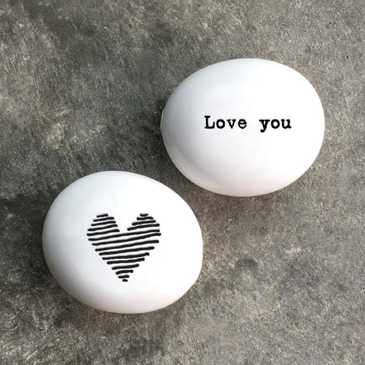 'Love You' Porcelain Pebble