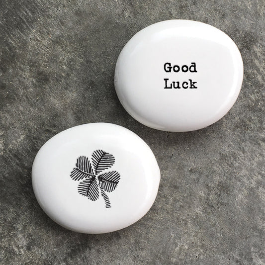 'Good Luck' Porcelain Pebble