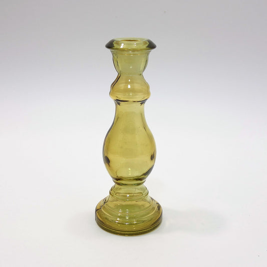 Recycled Glass Candle Stick  - Yellow (20cm)
