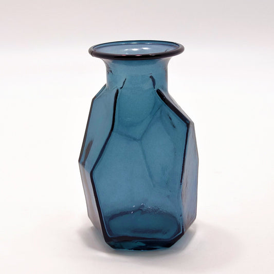 "Origami" Recycled Glass Vase - Petrol Blue