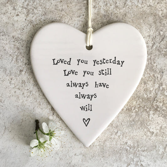 'Always will' Porcelain Round Heart