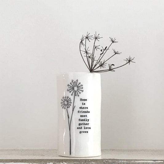 'Home' Small porcelain vase