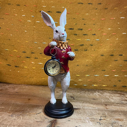 White Rabbit Standing Clock Figure
